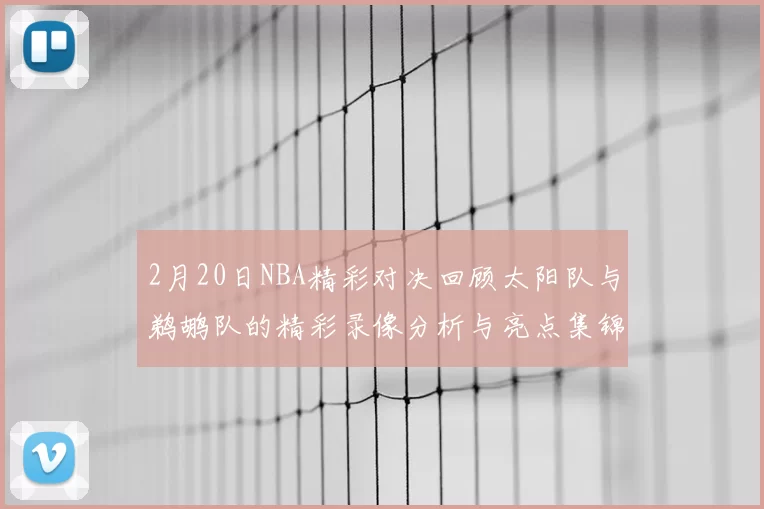 2月20日NBA精彩对决回顾太阳队与鹈鹕队的精彩录像分析与亮点集锦